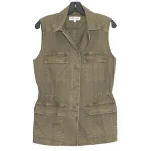 Madewell Womens Vest Cargo Utility Oversize Drawstring Button Up Green XS FT